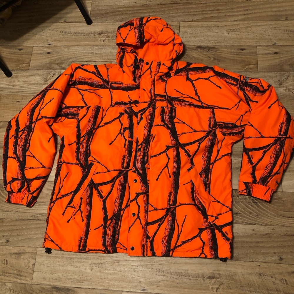 Scatter gun lodge orange camo Huntworth jacket. Size XL